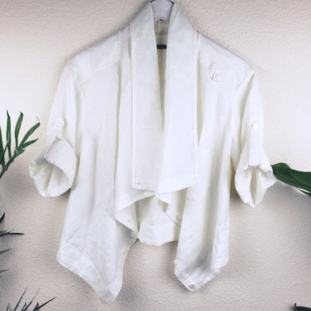 Stella Carakasi 100% Linen Asymmetrical Top size S Lagenlook Architectural Boho